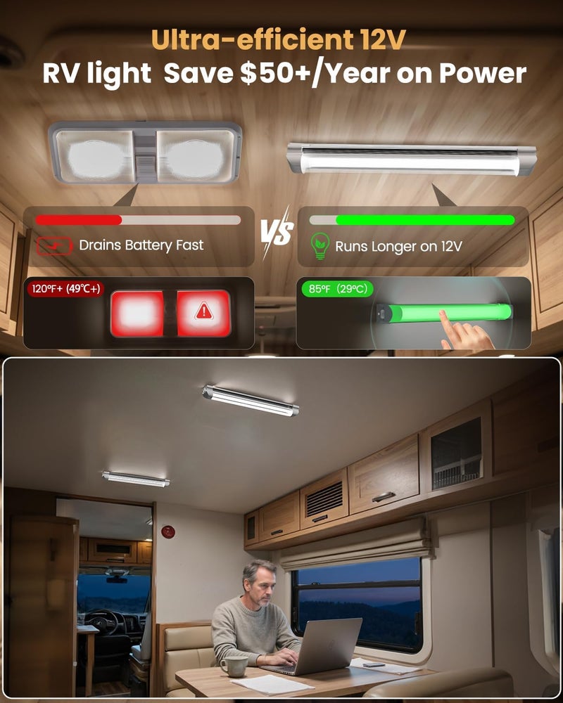 DFGOTOP 12v LED Interior Light,Super Bright 12v LED Interior Light, Interior Light Bar for RV Caravan Motorhome Enclosed Cargo Trailer Camper Truck Lorry Van Boat Car - Image 3